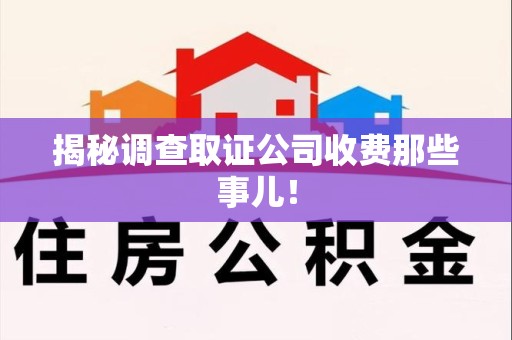 集美揭秘调查取证公司收费那些事儿！