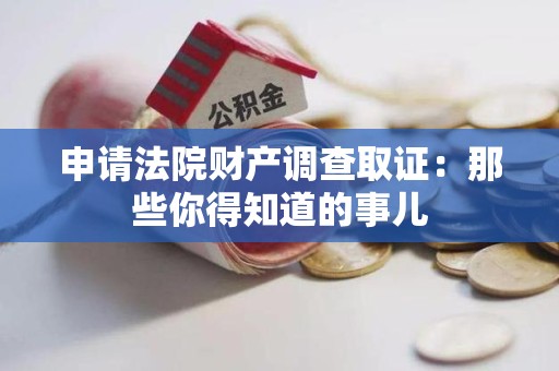 集美申请法院财产调查取证：那些你得知道的事儿