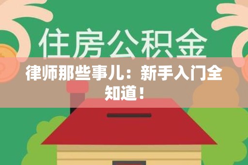 集美律师那些事儿：新手入门全知道！