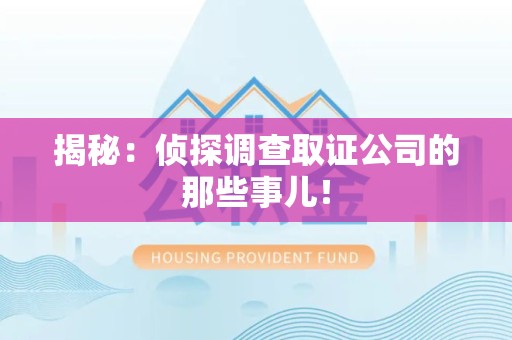 集美揭秘：侦探调查取证公司的那些事儿！