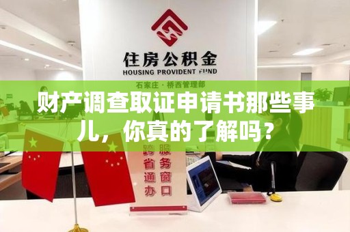 集美财产调查取证申请书那些事儿，你真的了解吗？