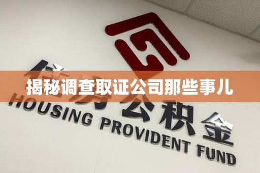 集美揭秘调查取证公司那些事儿