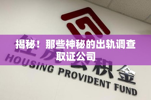 集美揭秘！那些神秘的出轨调查取证公司