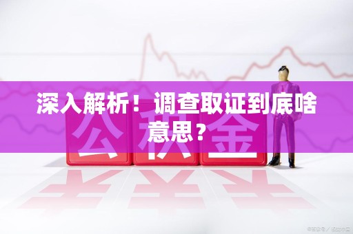 集美深入解析！调查取证到底啥意思？