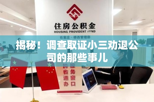集美揭秘！调查取证小三劝退公司的那些事儿
