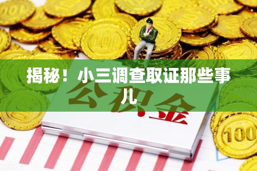 集美揭秘！小三调查取证那些事儿