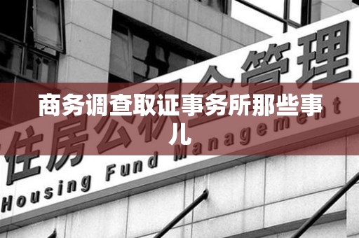 集美商务调查取证事务所那些事儿