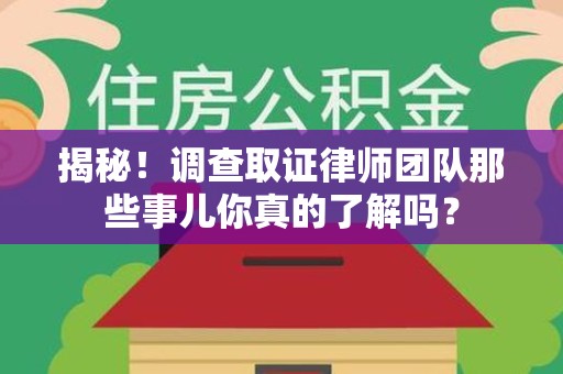 集美揭秘！调查取证律师团队那些事儿你真的了解吗？