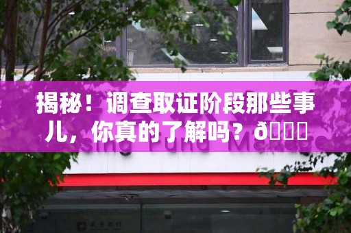 集美揭秘！调查取证阶段那些事儿，你真的了解吗？😎