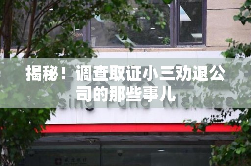 集美揭秘！调查取证小三劝退公司的那些事儿